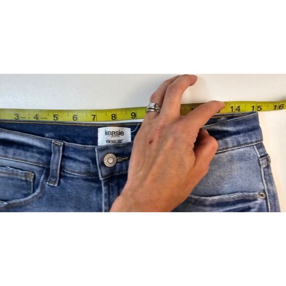 The high rise short kensie luxe denim raw hem shorts  stretch comfort 6 / 28 - Picture 5 of 7
